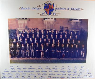 cc00641Admission of Scholars 1981.jpg; cc00641; Christ's College Admission of Scholars 1981;